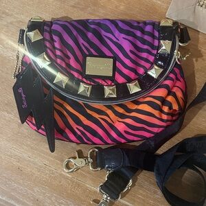 Betsey Johnson Vibrant Zebra Stripe Crossbody Bag